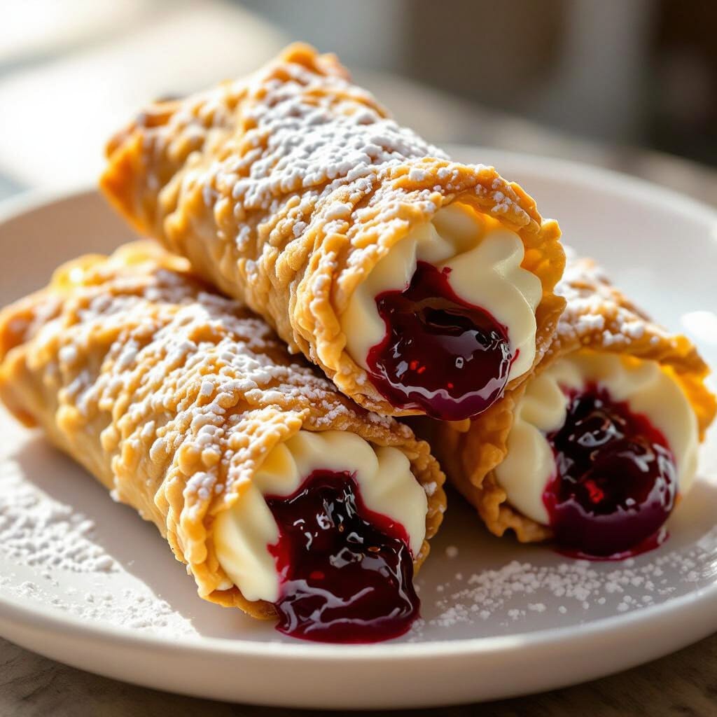Cherry Jam Cheesecake Rolls