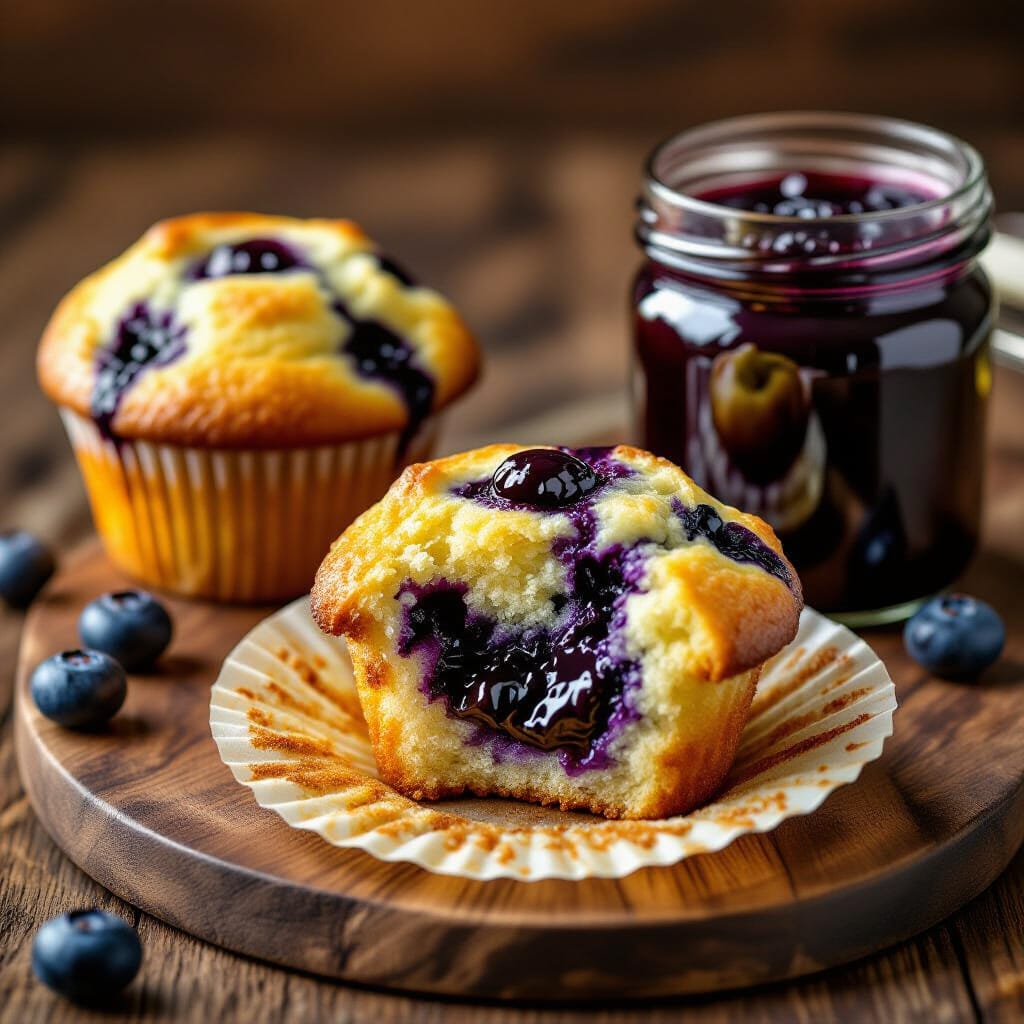 Cardamom-Spiced Blueberry Jam Muffins