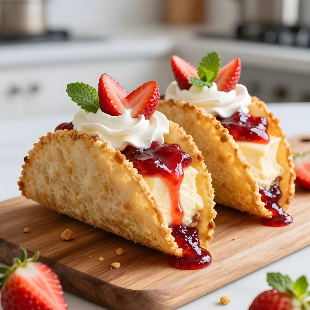 Strawberry Jam Cheesecake Crunch Tacos