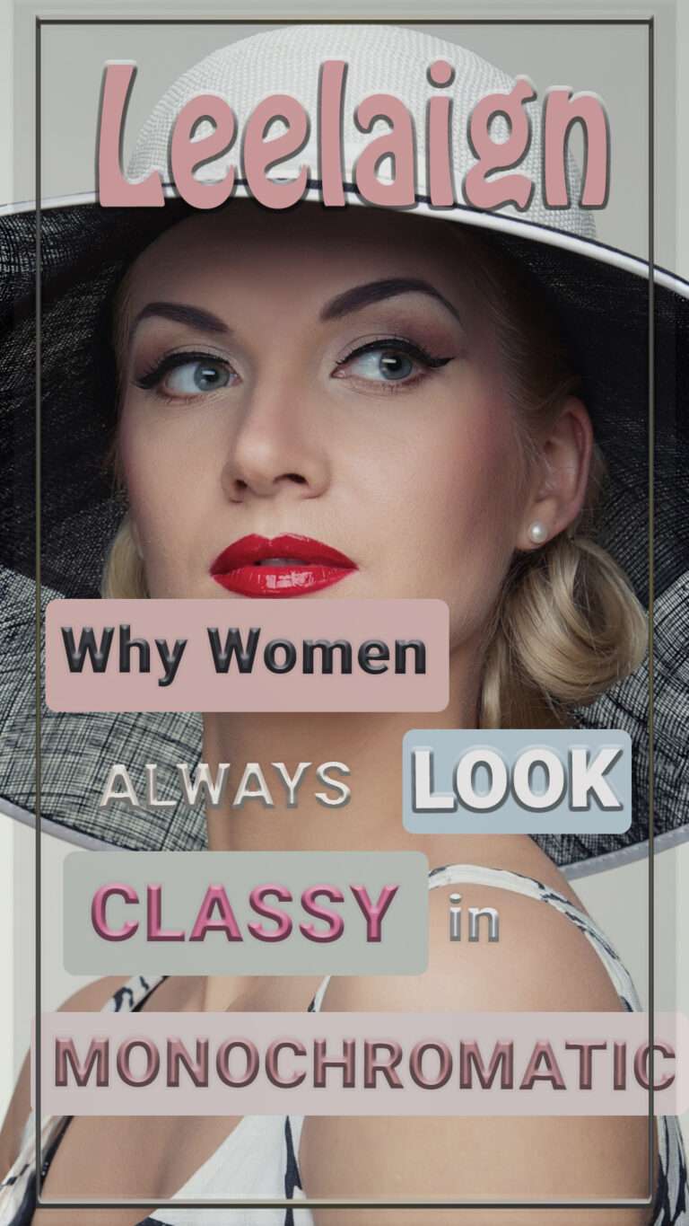 A very attractive blonde woman with a nice make up, wearing a stylish hat, white and black outfit, all as monochromatic is touching her face in seductive manners. Photo cover of the blogpost about: Why Women Always Look Classy in Monochromatic Outfits?