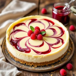 Baked Raspberry Jam Cheesecake