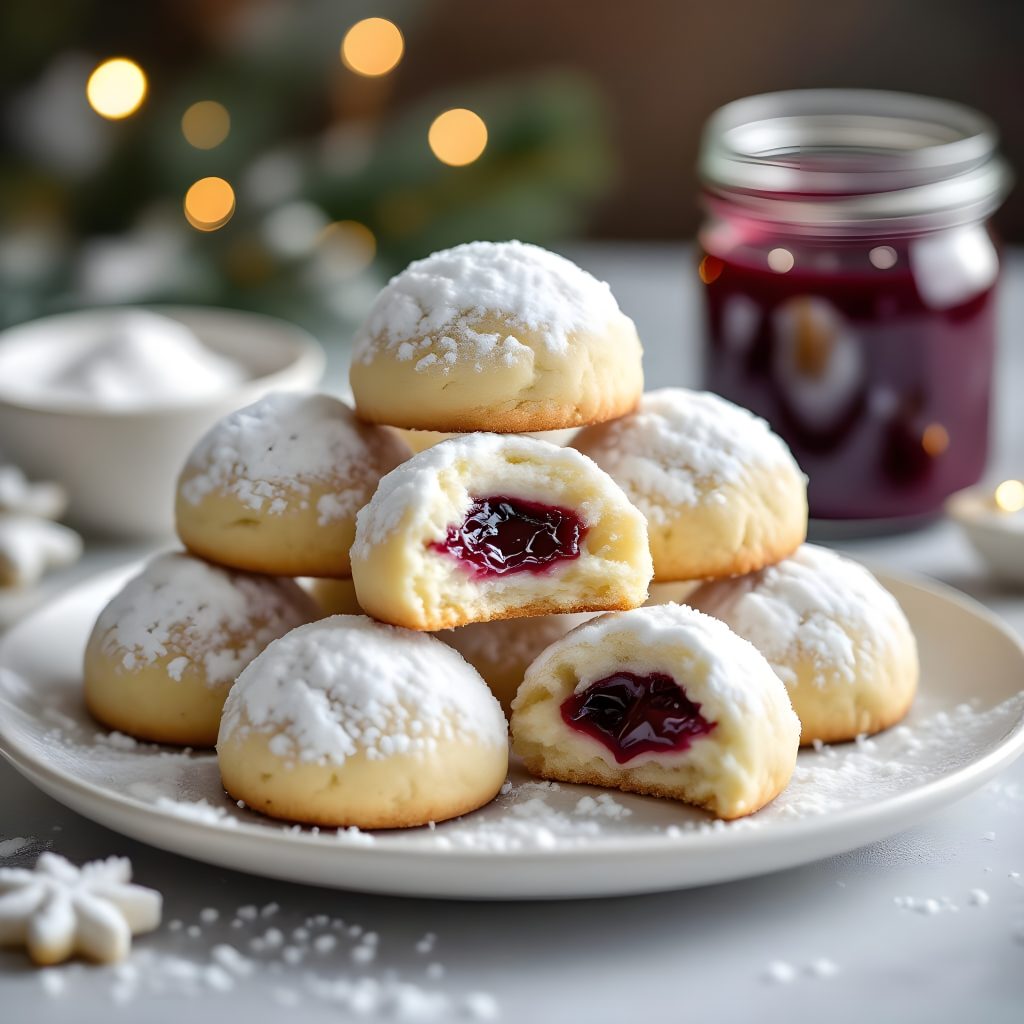 Raspberry Jam–Filled Almond Snow Cookies