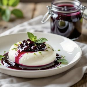 Burrata with homemade blueberry jam