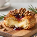 Baked Brie with Puff Pastry, Cranberry Jam & Nuts