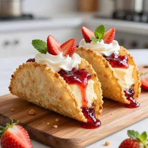 Strawberry Jam Cheesecake Crunch Tacos