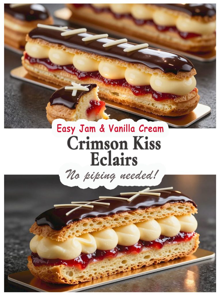 Easy Jam and Vanilla Cream Crimson Kiss Eclairs
