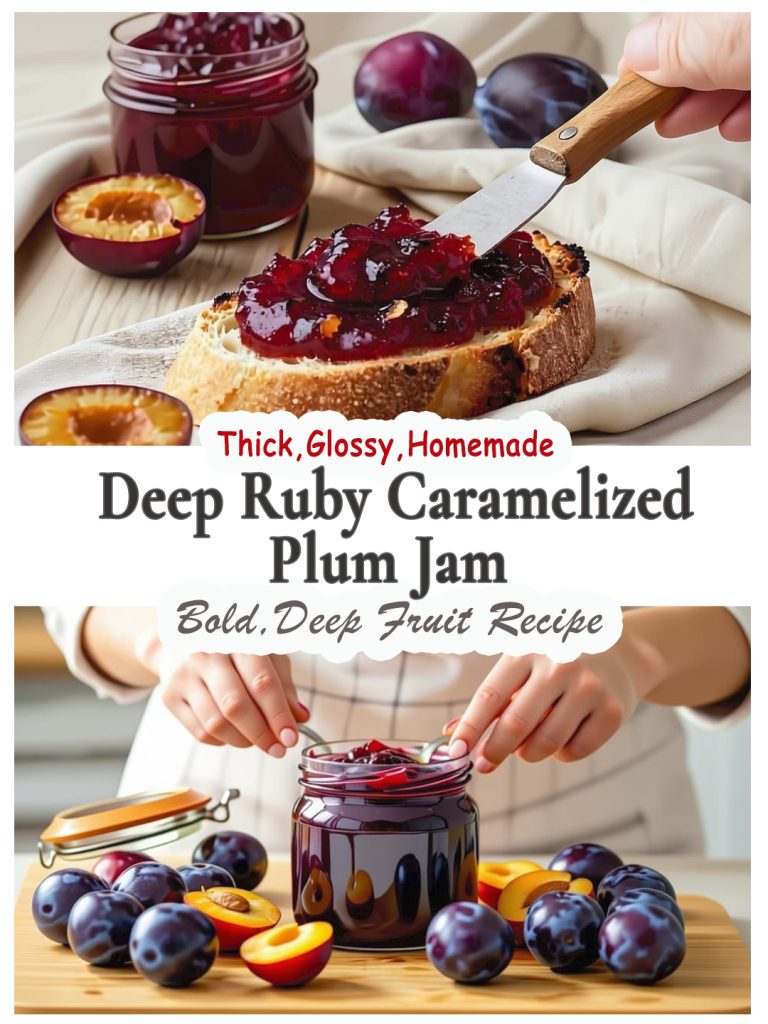 Deep ruby caramelized plum jam
